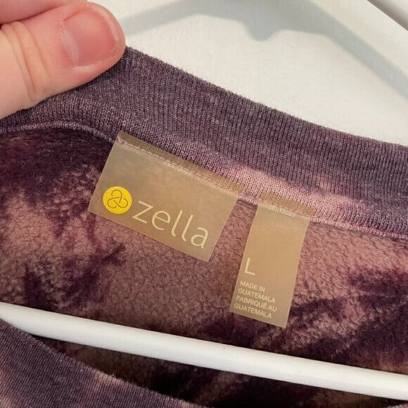 ZELLA Cali Tie Dye Cotton Blend Sweatshirt Dress Purple Mauve ish Long Sleeve L - Picture 5 of 12